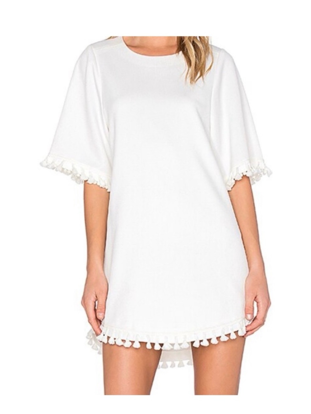 Blaque Label White Tassel Dress like new condition size small loose fit